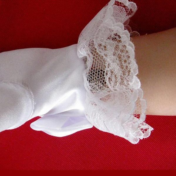 

girl accessories party wedding full finger protection kids white bride communion lace gloves, Blue;gray