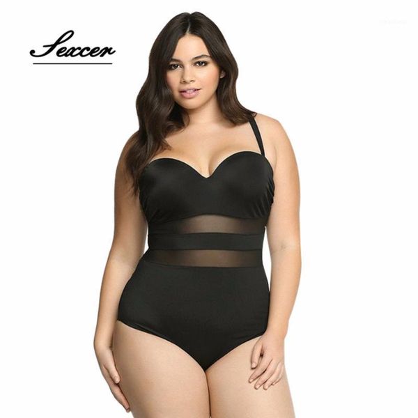 

women's swimwear sexcer plus size mesh swimsuit big large womens one piece swim suit 2021 feminina bathing suit1, White;black