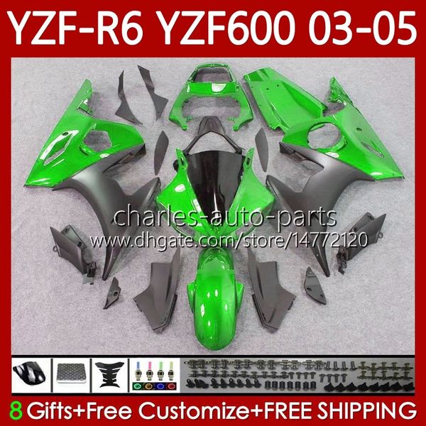 Fairings de OEM para Yamaha YZF-R6 YZF R 6 600 CC YZF600 YZFR6 03 04 05 Corpo 95No.40 YZF R6 600CC 2003 2004 2005 Cowling YZF-600 03-05 Motocicleta Bodywork Kit Lustroso Green Blk