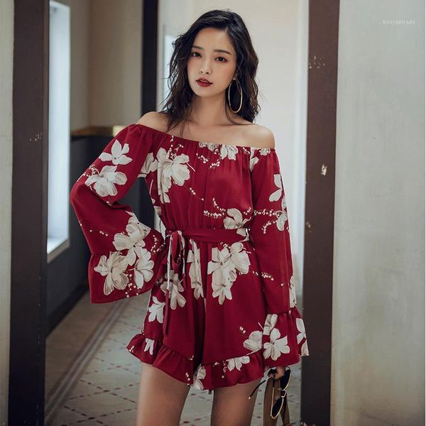 

women's jumpsuits & rompers elegant summer jumpsuit overalls women clothes 2021 vintage casual bandage long sleeve bodysuit ladies comb, Black;white