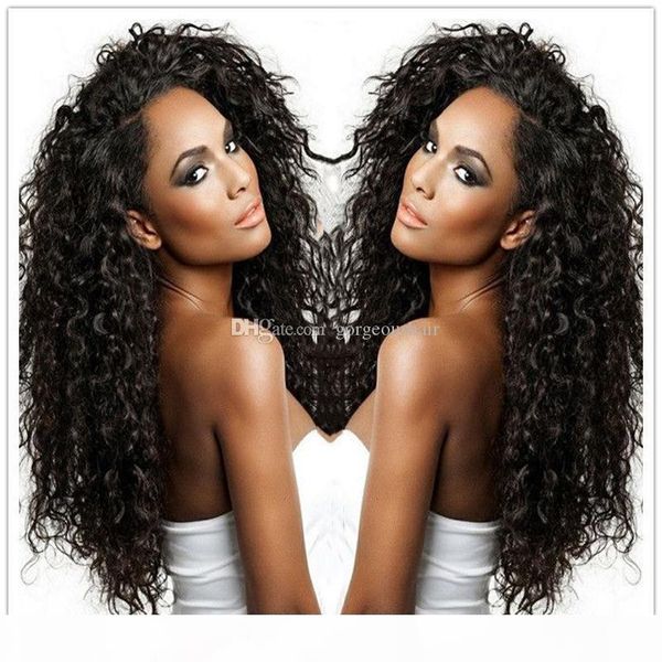 

130% плотность фронта шнурка человеческих волос парики kinky завитые бразильская non реми волос с ребенком волос, Black;brown