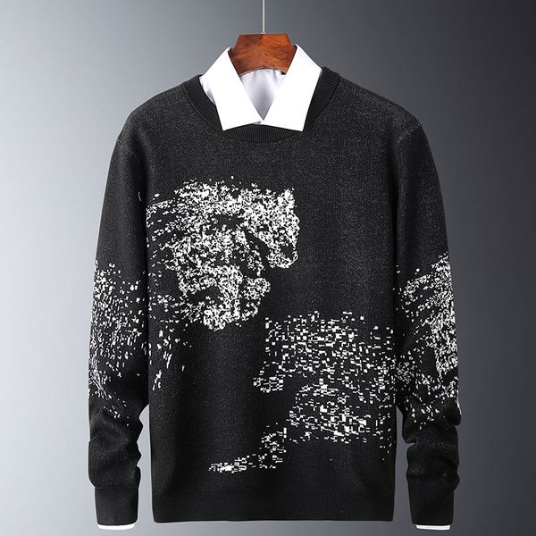 

2021 new mens autumn fit knitted casual slim sweaters cotton long sleeve black color male warm pullovers trendy style dod9, White;black