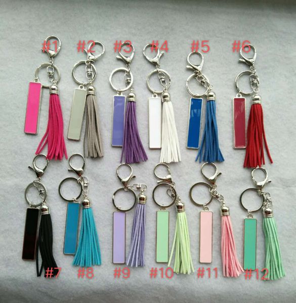 

cross-border fashion monogrammed enamel gilt suede tassel drip keychain, Silver