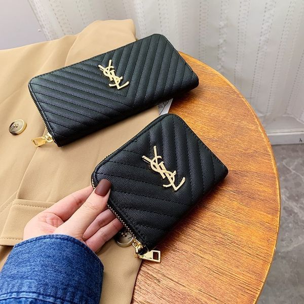 

women's wallet long small xiangfeng lingge card bag 2020 new fashion zipper mobile phone pocket change, Red;black
