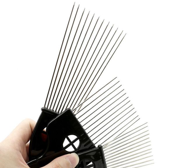 

black plast fist handle afro brush stianless steel wide teeth metal hair pick af jllpuq xhqhlady, Silver