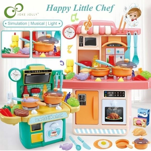 

kitchen toys imitated chef light music pretend cooking food play dinnerware set safe cute children girl toy gift fun game gyh y200428