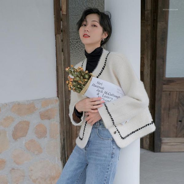 

women's fur & faux winter fashion coat 2021 thick warm women loose lamb hair o-neck single breasted jacket ladies y31, Black