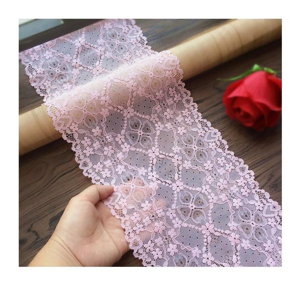

2m/lot 18cm pink lace ribbon soft lace trim embroidered nigerian african lace fabric sewing wedding dre jllcfv