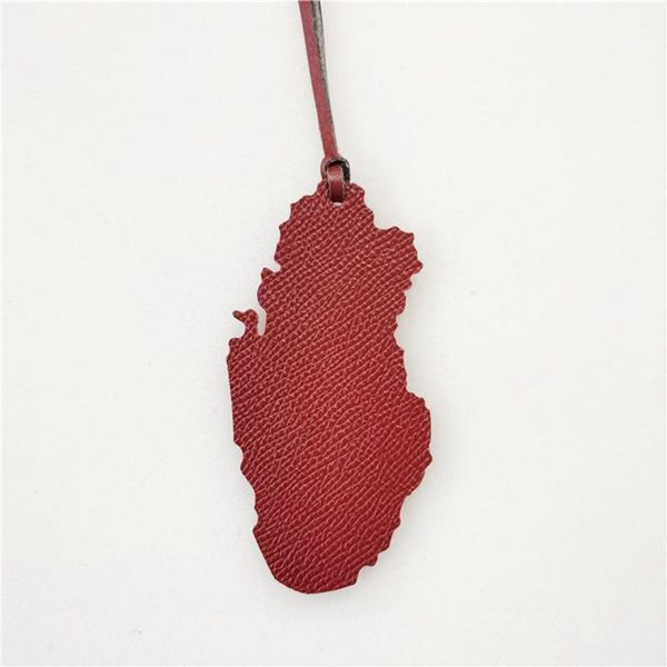 

bag parts & accessories famous fashion genuine leather qatar map keychain for keys women charm backpack pendant1, Black