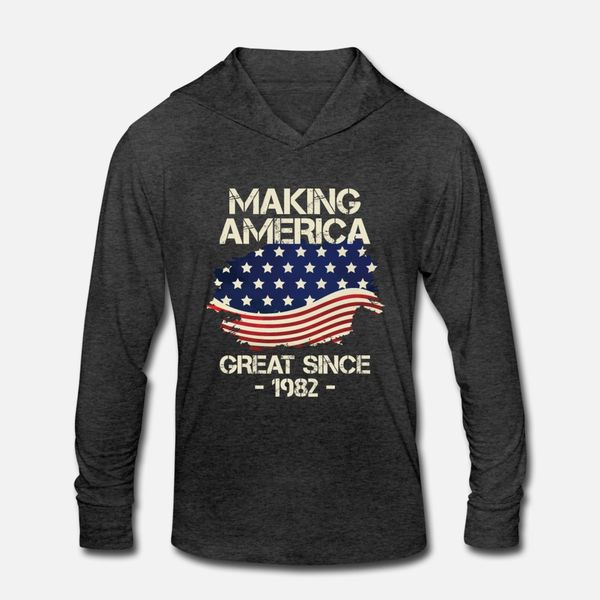 

making america great since 1982 american flag graphic designers t shirt leisure lovely o-neck tracksuit hoodie sweatshirt