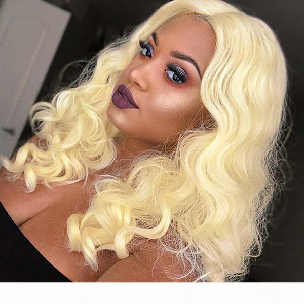 

unprocessed peruvian malaysian indian body wave 613 blonde human hair wig lace front wig full lace wigs pre plucked for black women, Black;brown