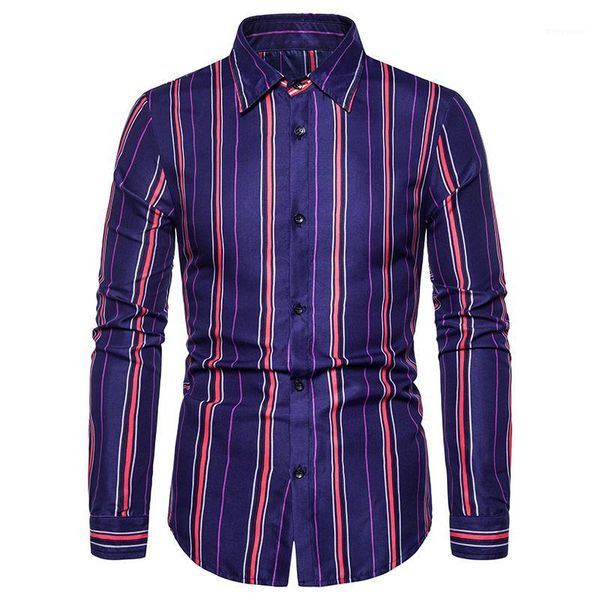 

stripes shirt for men simple long sleeve blouse male fashion sports casual slim summer new arrival navy black1, White;black