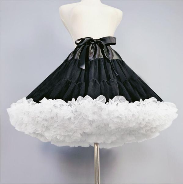 Novas anáguas curtas casamento casamento acessórios meninas meninas dama dama dama de dama de dama de dama branco e preto flor feminina vestido formal underskirt