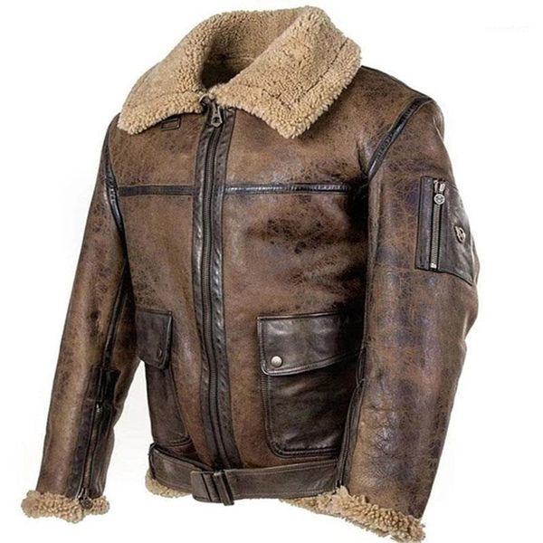 

fashion men's motorcycle pu coat winter mens leather jacket fur collar outerwear male brand clothing1, Black