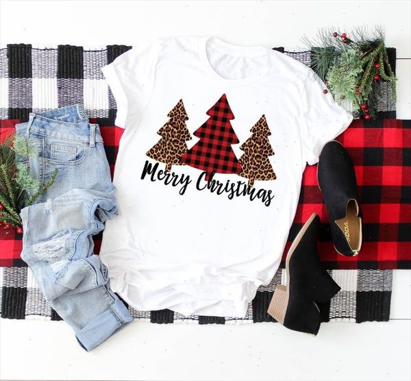 

merry christmas tree print women tshirt cotton casual funny t shirt gift for lady yong girl tee pm 105, White