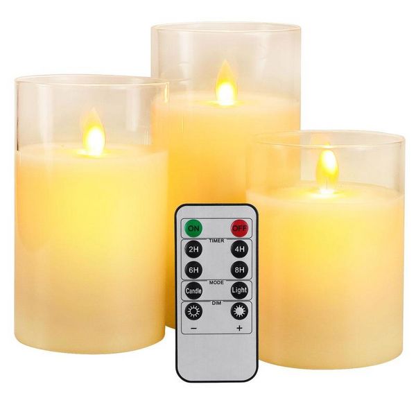 

nordic new style 7.5cm glass swing candle three-piece set with remote control white aromatherapy soothing nerves and sleep aid bedroom fragr