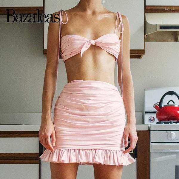 

vintage center bow crop and mini skirt harajuku cropped casual two piece set fashion cotton women suit1, White