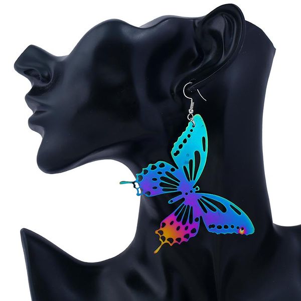 

lzhlq 2 pairs of butterfly shape drop earrings women colorful earrings female jewelry, Silver