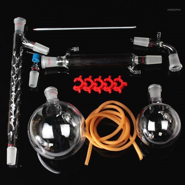 

efficient 1000ml distillation apparatus laboratory glassware kit set chemistry lab glass distilling distillation apparatus 24/291