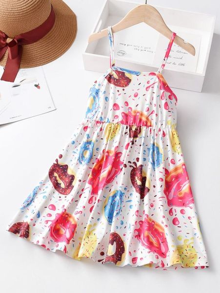 

toddler girls donut print cami dress she, Red;yellow