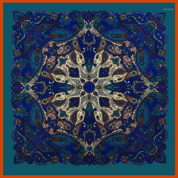 

scarves square silk scarf for women 2021 ladies female hijab 100*100cm1, Blue;gray