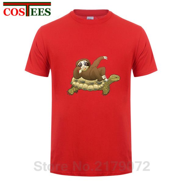 

sport cute funny adorable sloth riding turtle t shirt men cartoon take it slow sloth t-shirt boys animal printed teeshirt kids apparel