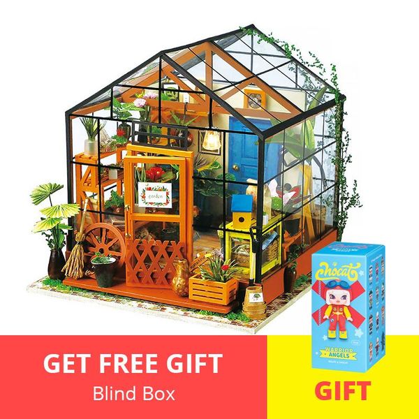 

зеленый миниатюрный для kathys diy дом деревянные игрушки собрание сад дети dollhouse robotime модель doll здания наборы dg104 bbyfhx homeba