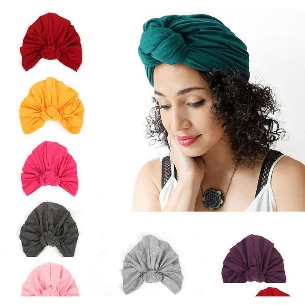 

bohemian fashion women's hat knot cotton headwear lady beanies turban hats accessories 13 colors m192 izo5z, Blue;gray