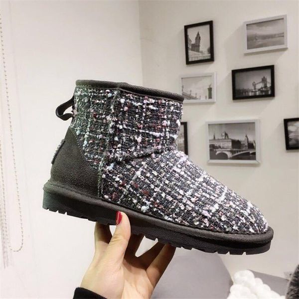 

2020 new style natural fur women snow boots 100% genuine cowhide leather ankle boots warm winter woman shoes, Black