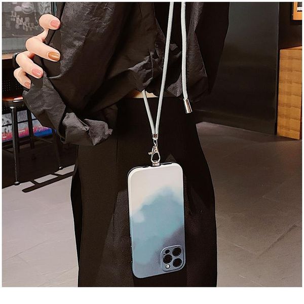 

watercolor crossbody shoulder lanyard liquid sile case for iphone 12 11pro max 7 8 plus x xr xs max gradient s qyloop