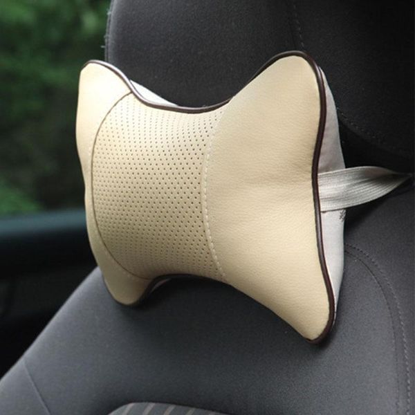 

2 pcs car seat neck pillow car universal headrest leather breathable comfortable elasticity neck protection accessories