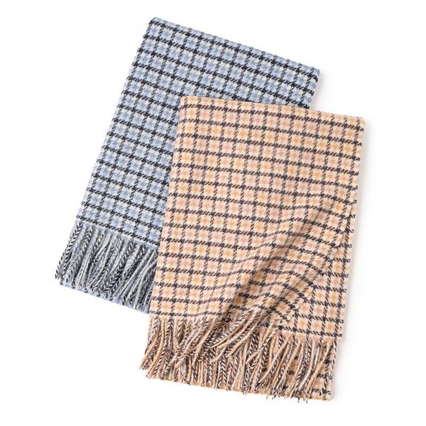 

scarves 2021 autumn and winter inner mongolia wool women's scarf small plaid warm super large shawl fashion fringe, Blue;gray