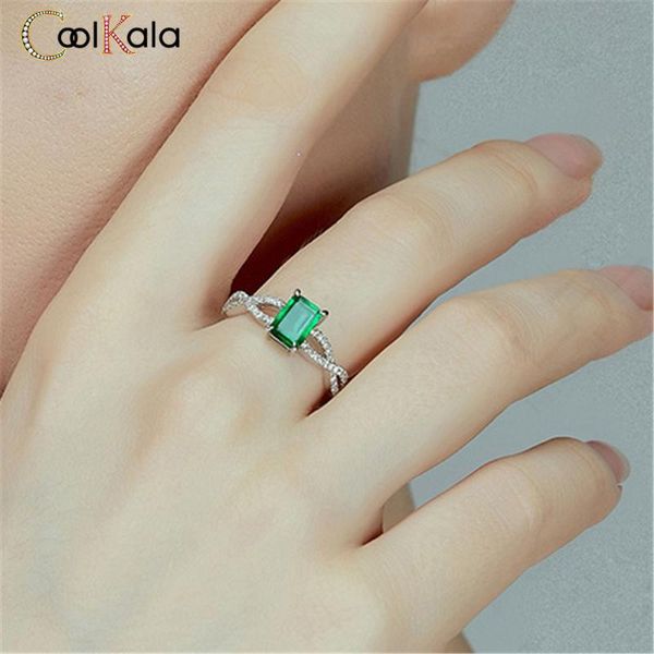 

coolkala new style fashionable rectangular tourmaline open women group with zircon movable ring, Slivery;golden