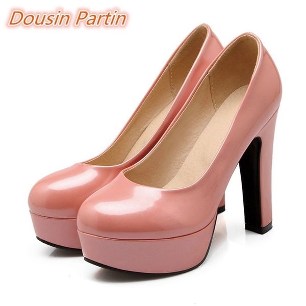 

dousin partin women pumps women shoes platform pu leather square high heel women pumps elegant casual ladies pumps lj200928, Black