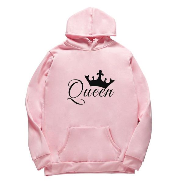 

women's hoodies & sweatshirts love pullovers couple hoodie queen and king sweet man women sweatshirt boy friends girl gift, Black