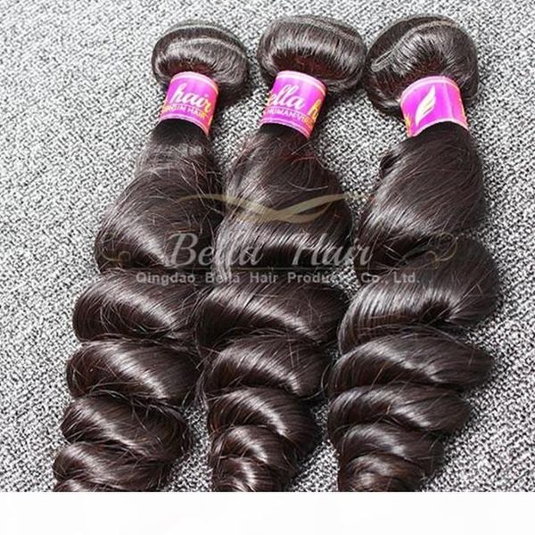 

queen hair products 4pcs lot hair extension 10-24 inch brazilian human hair natural color wavy loose wave ing, Black