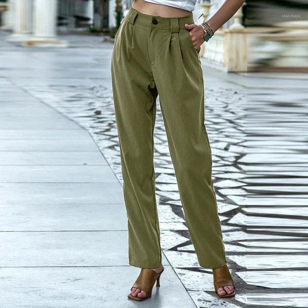 

women suit pants spring elegant office ladies long trousers 2020 new autumn solid loose high waist pant vestodo female pants q301, Black;white