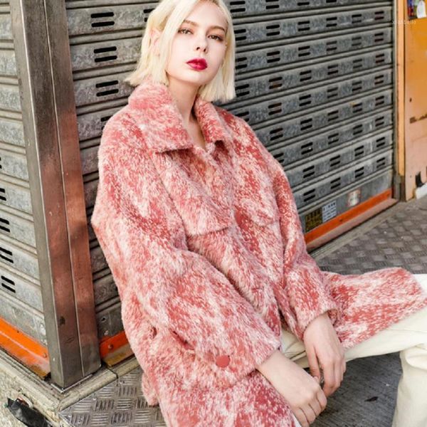 

2020 winter fashion women's faux fur jacket long plush coat lapel irregular thicker warm coat single breasted slim outwear l16801, Black