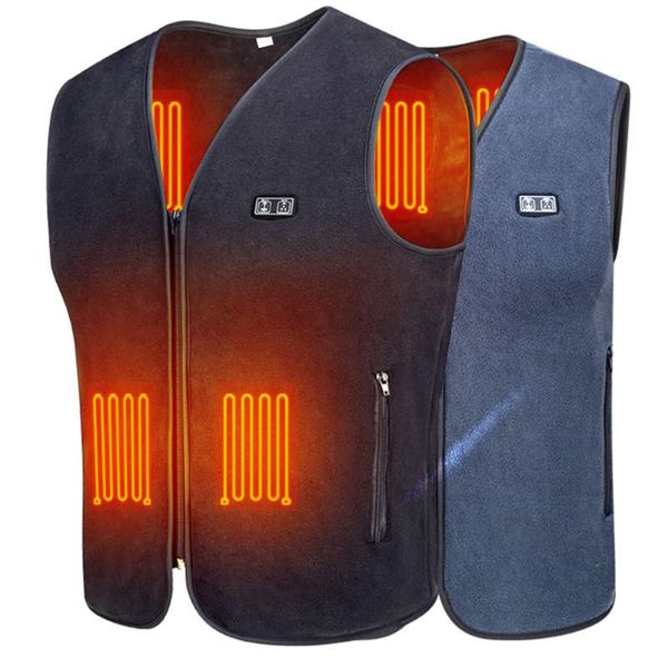 

men women usb rechargeable 3 modes autumn winter golf temperature adjustable electric heated vest thermal hiking intelligent, Gray;blue