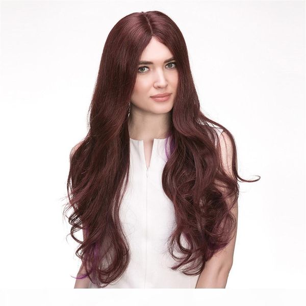 

full lace human hair wig senior silk wig long wavy full lace wigs brazilian virgin hair 100% with bangs for women color m4 33 # kabell wigs, Black;brown