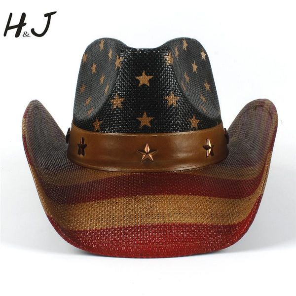 

cloches fashion men cowboy hat summer dad western sombrero hombre caps with american flag good package, Blue;gray