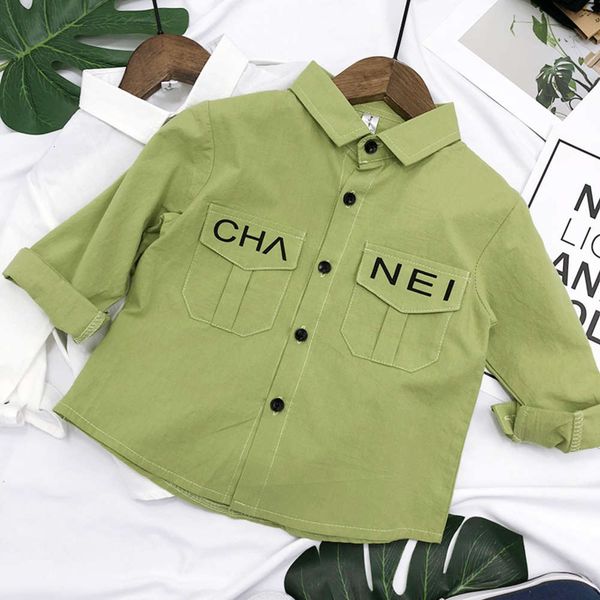 

boys' long sve korean letter cotton shirt children's lapel spring and foreign sle inch autumn cloth, White;black