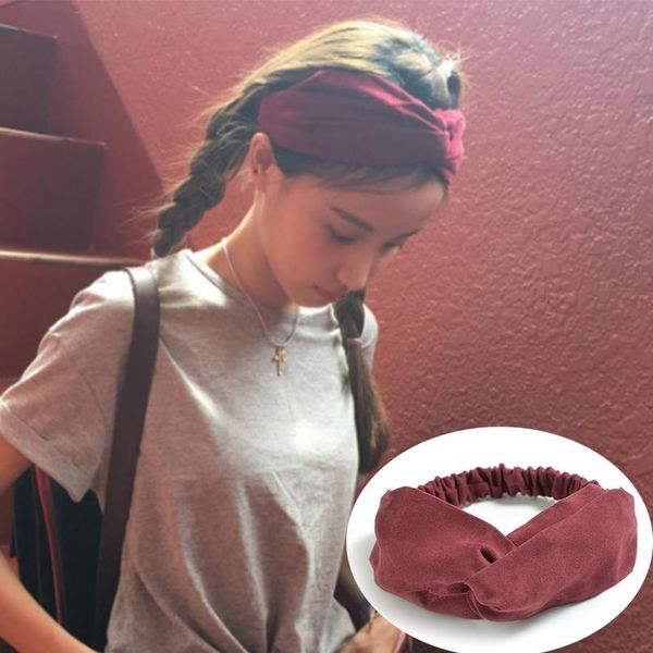 

suede headband cross knot elastic hairband girl headwear yoga sports fitness run headbands headdress headwear makeup jllcie