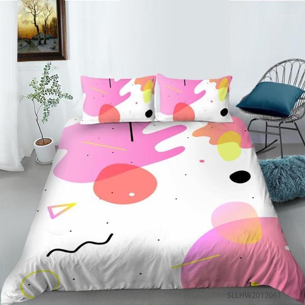 

light pink single double duvet cover set girl abstract art pattern bed linen twin  quilt cover pillowcase1