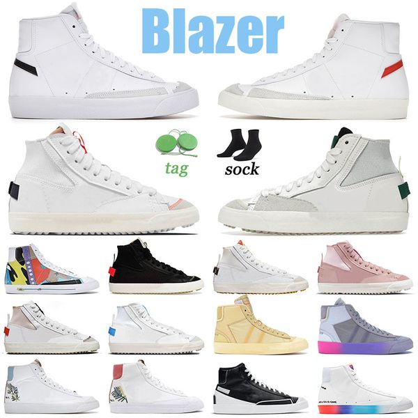 

big size us 11 blazer mid 77 vintage running shoes designer woman men trainers indigo white black sail bright crimson floral sunflower dark