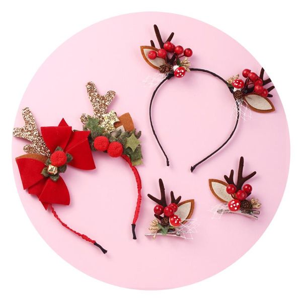 

christmas baby headband fashion tiara hair clips for children korean hair hoop fawn christmas birthday party accessories, Slivery;white