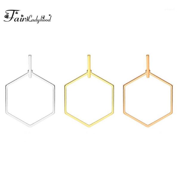 

hoop & huggie fairladyhood exaggeration 316l stainless steel hexagon earrings for women big hoops rose gold silver color jewelry1, Golden;silver