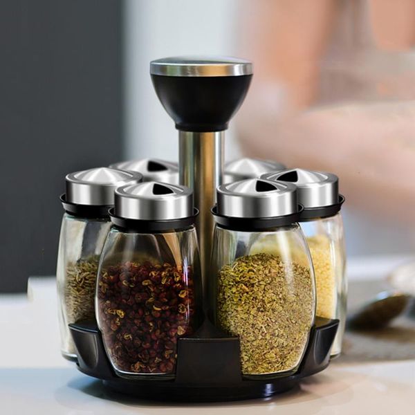 

storage bottles & jars 6/16pcs condiment set cruet 360 rotating spice jar rack spices pepper holder bottle container