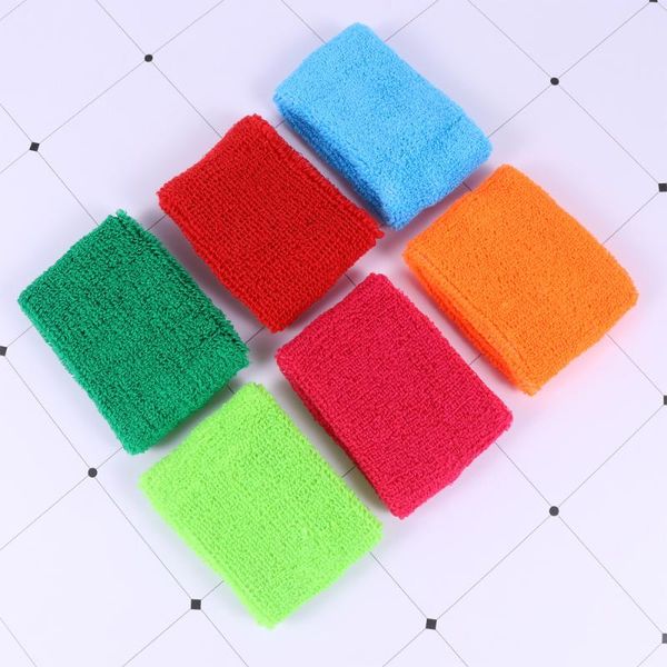 

wrist support pair of cotton sports wristband sweat-absorbent towel basketball football colored guard stretchy bands for kids, Black;red