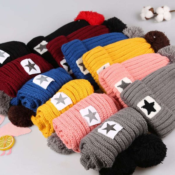 

children's new suit five star warm scarf wool hat in winterlint, Red;brown